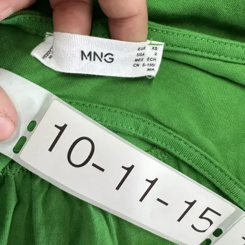 Mango MNG Dress Womens XS Green Frill Mini Sleeveless Ruffle Hem A