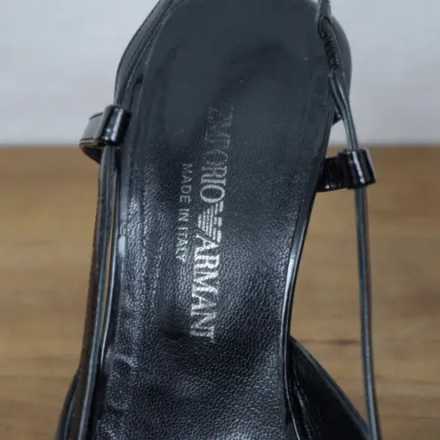Emporio Armani Black Patent Leather Strappy Italian Made High Heels Size 37.5