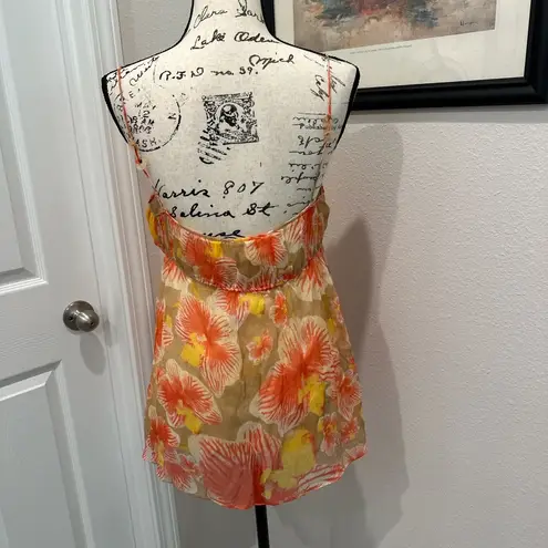 Diane Von Furstenberg  Orange and Yellow Strapless Smocked Camisole