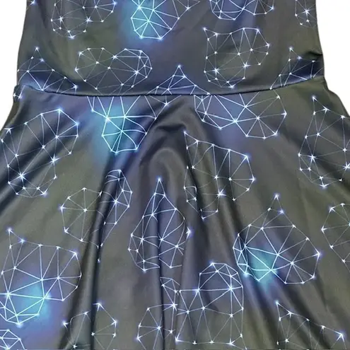 COWCOW Galaxy Constellation Print Sleeveless Fit & Flare Dress Medium Blue