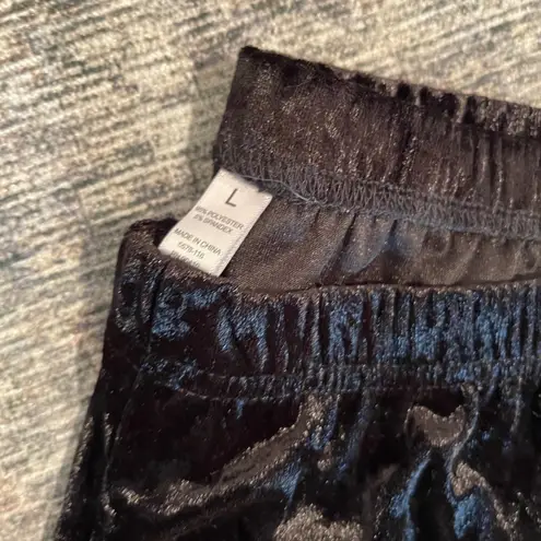 Nicole Miller New York Pajama Set Womens L Black Velvet Sleepwear Loungewear Size L