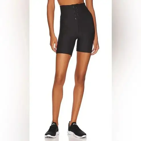 We Wore What Lace Up Biker Shorts Corset Details Black High Rise XL NWT