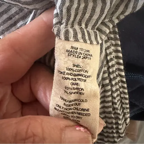 Soft Surroundings Embroidered Small Striped Tunic Top Western Aztec Boho Artsy