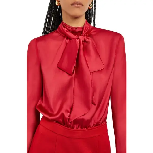 Misook Tie Neck Mixed-Media Jumpsuit Size XS