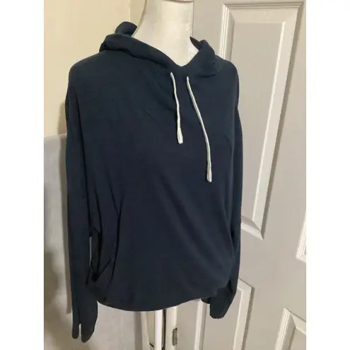 prAna Navy Blue Unwind Lounge Hoodie Sweatshirt Pullover Drawstring Pocket S
