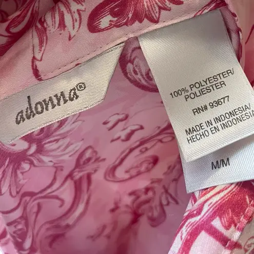 Adonna Vintage Y2K Pink Boho Damask Barbie Floral Lingerie Slip Dress Robe Set