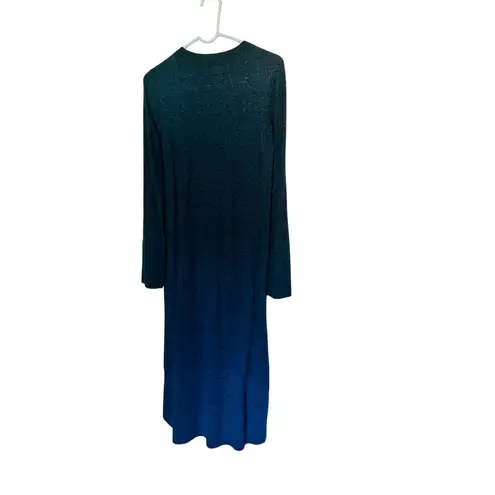 COS Teal Blue Sweater Style Long Sleeve High Side Slit Crewneck Dress size US XS