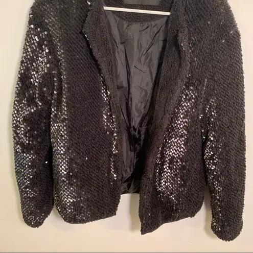 VERO MODA Starlight Jacket Black Sequin Teddy Bomber