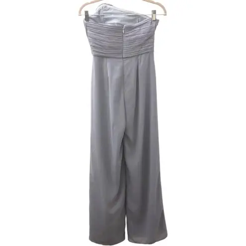 Lavish Lice Lavish Alice Pleated Asymmetric Wide Leg Jumpsuit in Blue Gray Size 4