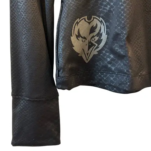NFL Baltimore Ravens All Sport Couture Womens Black Snakeskin Quarter Zip Large