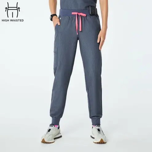 Figs High Waisted Zamora Jogger Scrub Pants Heather Denim Size L/P EUC! Gray - Image 1