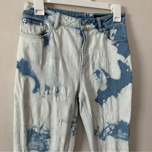 All Saints Ava Straight High Rise Straight Jeans Raw Hem Bleached Womens Size 26