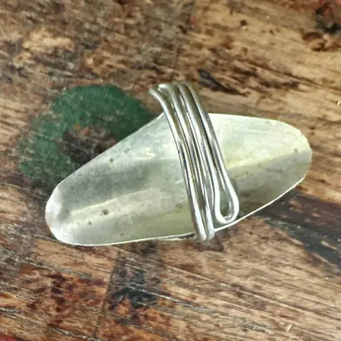 Vintage Mother of Pearl Long adjustable Shield Ring