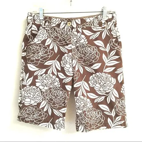 Bermuda Boden brown floral Hawaiian Coconutgirl  shorts 10