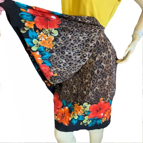 Jacqueline Ferrar SILK VINTAGE 1990'S COLORFUL FLORAL & ANIMAL PRINT SKIRT (16)