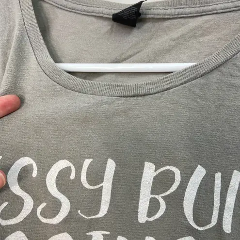 Anvil women’s gray white relaxed short sleeve coffee mom cotton casual tshirt L