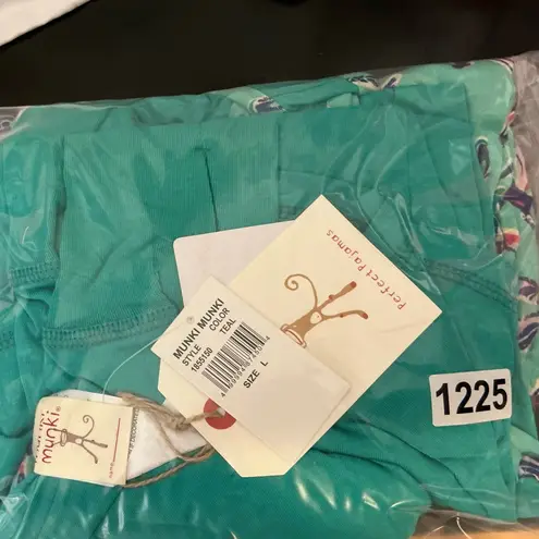 Munki Munki  Teal Pajama Set with Floral Accents - Image 5