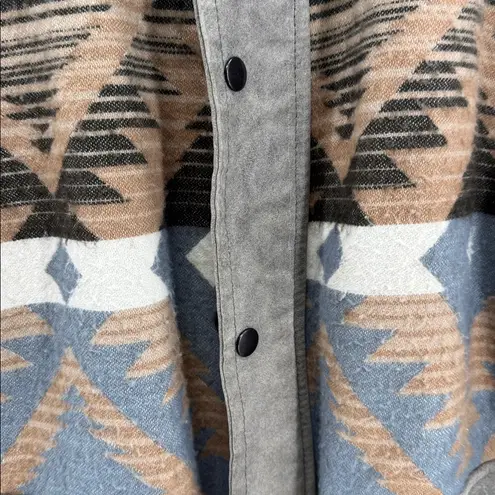 Women's Leather mixed media vintage southwestern Euro Mond Aztec jacket XL Gray