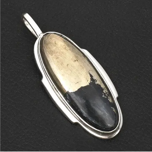 925 Apache Pyrite Gemstone Necklace 2.4” Protections & Grounding Stone Jewelry Silver