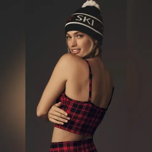 Beach Riot Libby Plaid Print Sports Bra in Merry Plaid, Size X-Large, $88