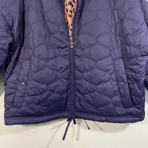 Barbour Women Navy Reversible Apia Full Zip Quilted Jacket Size 14