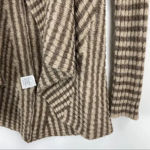 Lineamaglia Wool Alpaca Stripe Cardigan Sweater Brown