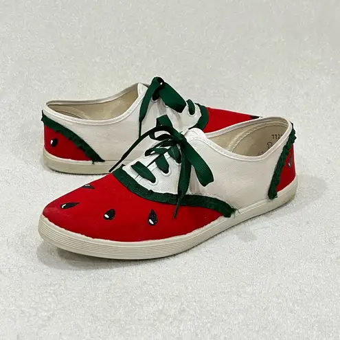 Watermelon Canvas Handmade Sneakers Size 8 Red