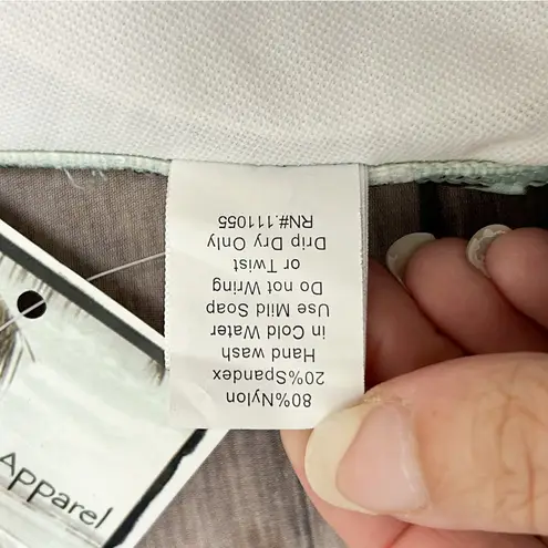 Island Pearls World Apparel Leopard Blue Brown White Halter Bikini Top Small