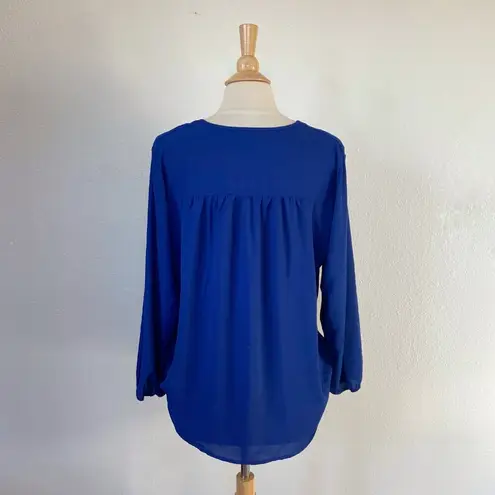 Jon & anna Blue V-Neck Long Sleeve Wrap Blouse