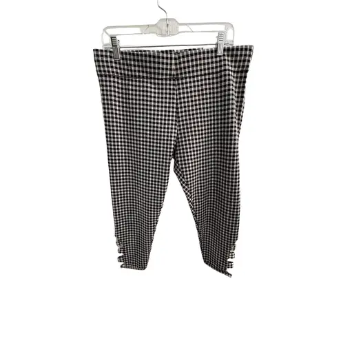 Mixit Black White Gingham Check Leggings with Side Cutout Detail Size Large