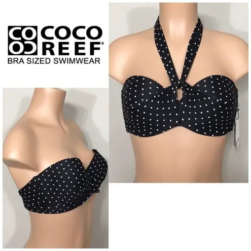 Coco reef multi-way polka dot bikini top. 36/38C- large. NWT