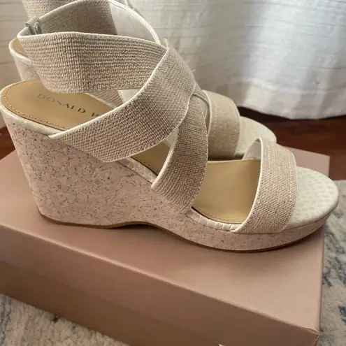 Donald Pliner Faraije Wedge Sandals Size 11 Bone Jute Elastic Criss