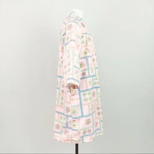 Vintage Gingham Patchwork Snap Coat in Pink | Size M Size M