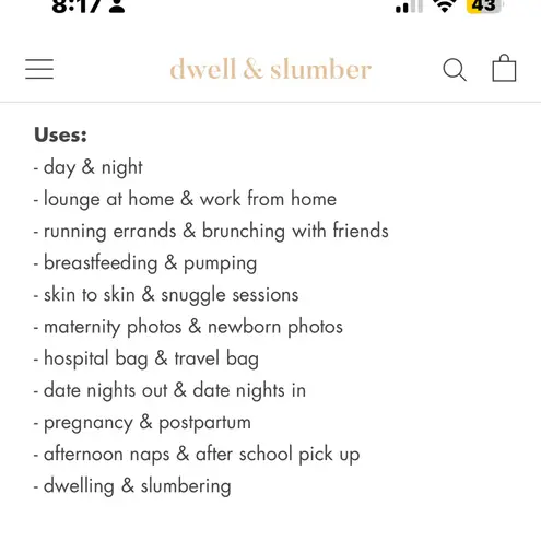 DWELL+SLUMBER Cocoon Dress Navy Blue O/S Nursing Loose Fit Postpartum Kaftan Size undefined