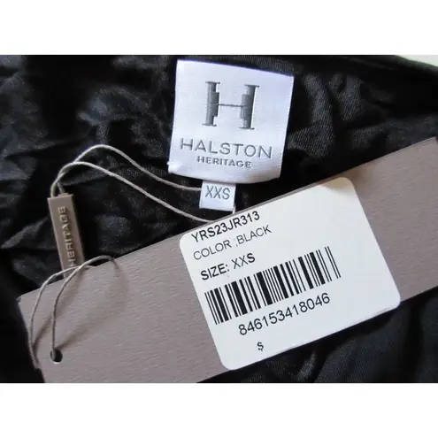 Halston Heritage NWT Black Off Shoulder Draped Tuck Side Jersey Mini Dress XXS