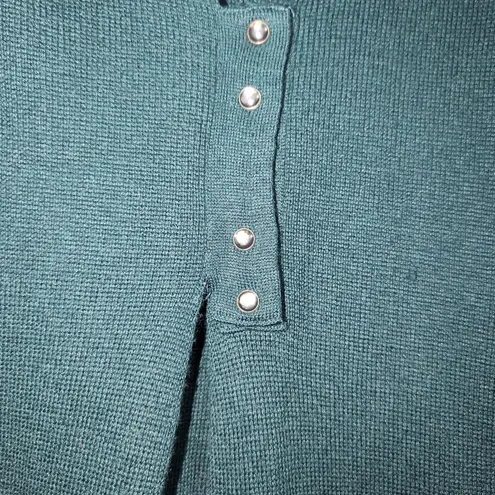 Fiorucci Teal Embroidered Long Sleeve Midi Knit Dress VTG Size S