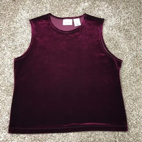 Kathie Lee Collection  Vintage Women’s Dark Red Velvety Sleeveless Top Size XL