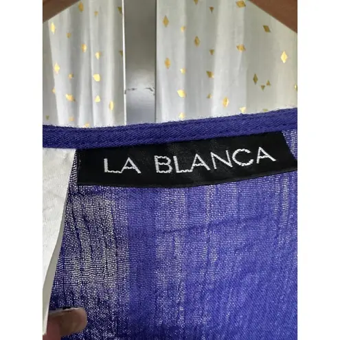 La Blanca 100% Cotton Hollow Out Crochet Applique Trim Swim Cover Up Tunic Dress