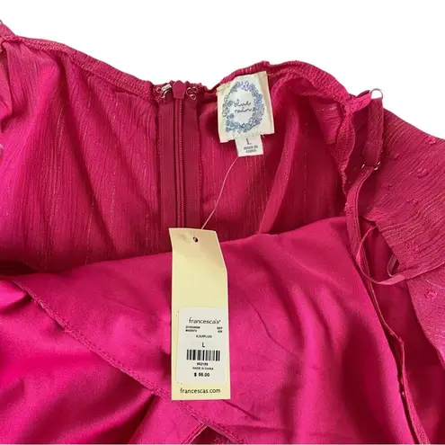 Francesca’s Blue Rain Christina Magenta Pink Clip Dot Surplice Mini Dress Large