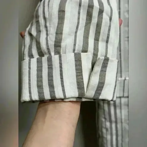 Lavender Brown White & Grey Striped Linen Lightweight Blazer Jacket | Size S