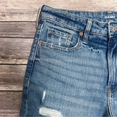 Old Navy  Medium Dahlia Wash High Rise OG Loose Distressed Straight Leg Jeans 8