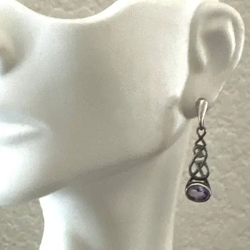 Sterling Silver Artisan “MG” Amethyst Celtic Knot Earrings
