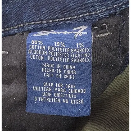 Seven7 Blue Skinny Distressed Embroidered Stretch Jeans Denim Women's Size 14