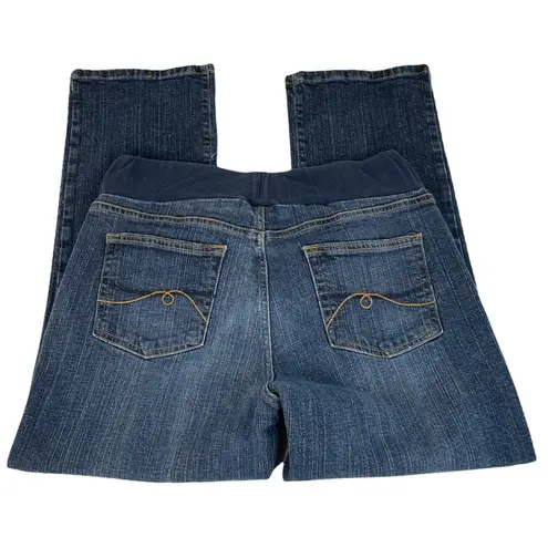 Motherhood Maternity Shirt Panel Straight Leg Jeans Blue Petite Large