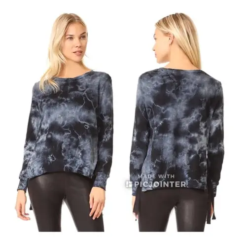 Pam & Gela NWT Tie Dye Tie Side Sweatshirt Black P Blue Open Side Athletic