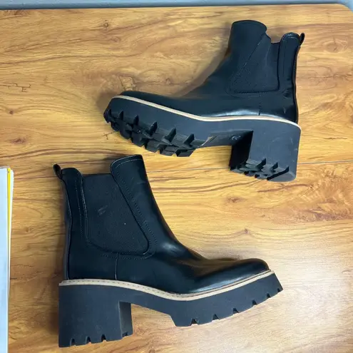 Dolce Vida Tobias Chelsea Boot Womens Size 10 Chunky Lug Sole Pull On Black NEW Black