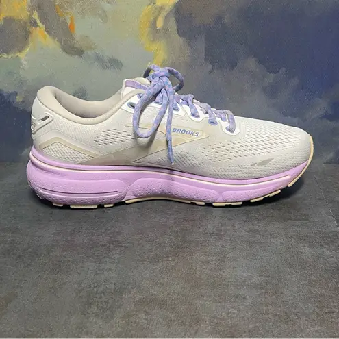 Brooks Ghost 15 1203801D166 Women's Wide Sneakers White/Lavender Size 7.5D