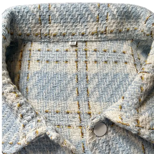 Blue & Cream Woven Lightweight Tweed Button