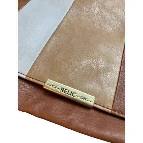 Relic Women's Multi-Color Striped Faux Leather Crossbody Bag With Polka Dot Inte