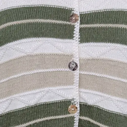 Classic Elements Vintage Short Sleeve Button Front Knit Sweater Multi/Stripe-XL